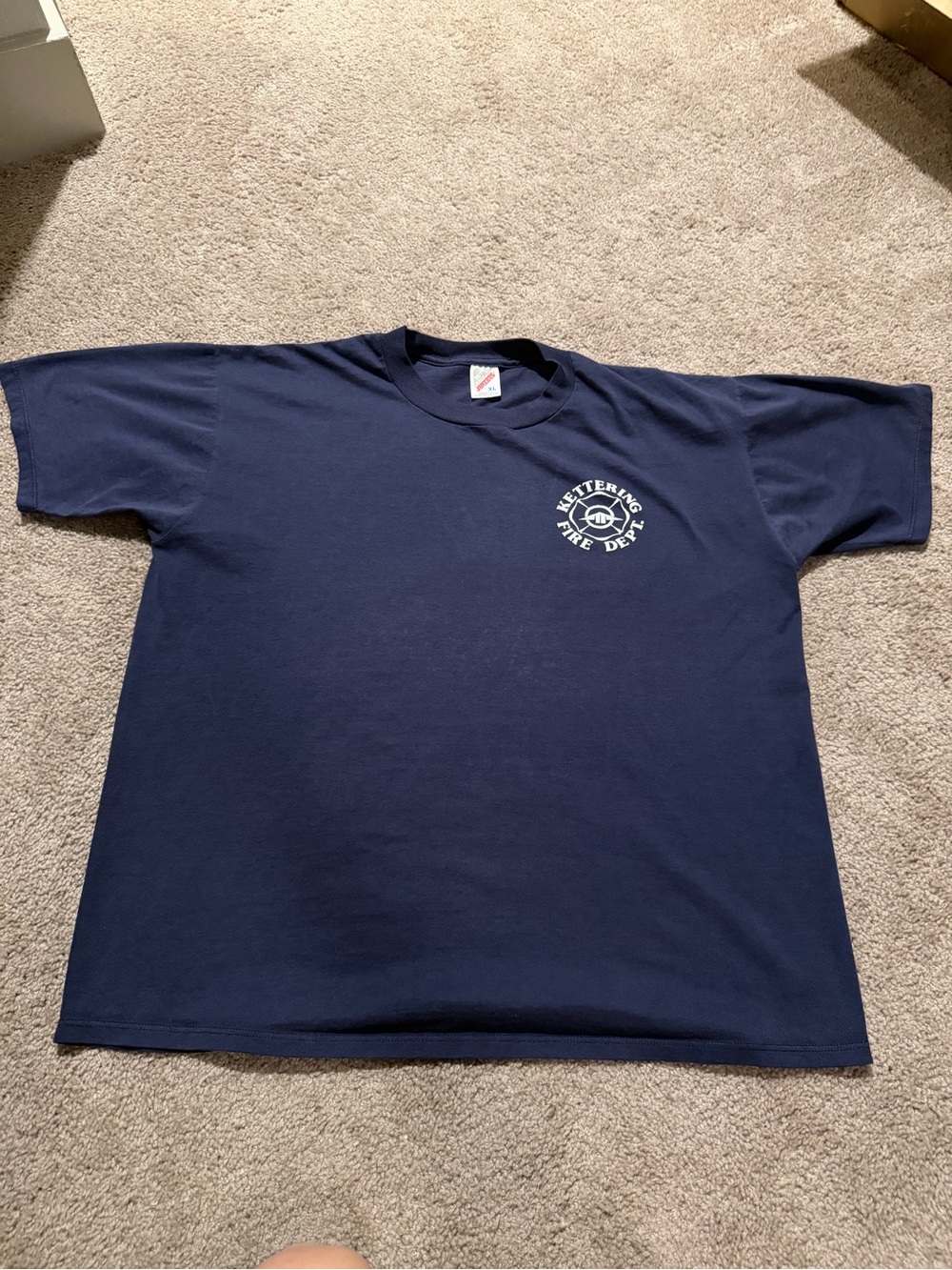 Jerzees Navy Short-Sleeve Crewneck Tee with White Chest Logo